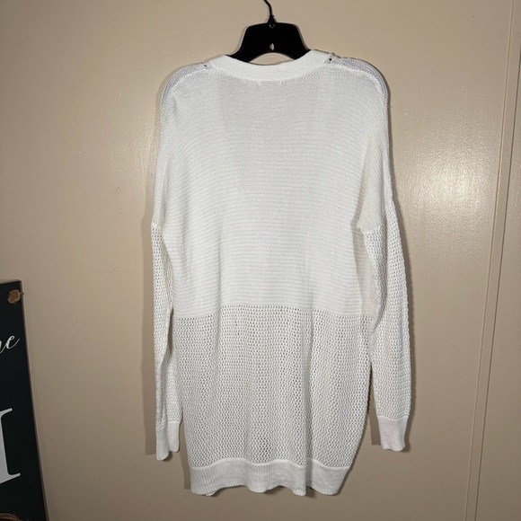 Vince Knit Marled Long Cardigan Optical White Size Medium - Picture 4 of 10
